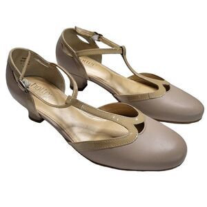 NEW Hotter Rumba Leather T-Strap Heels Nude Dance Shoes Size 9